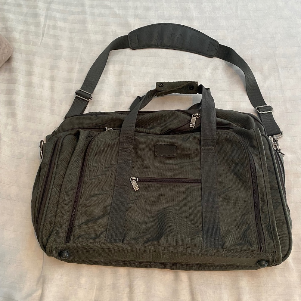 TUMI Green Ballistic Carry On Weekender Duffel Waterproof Bag W/ Shoulder Strap